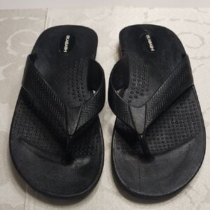 Okabashi Surf Men's Flip Flops Sandals Size Large Black Comfort Arch Support
